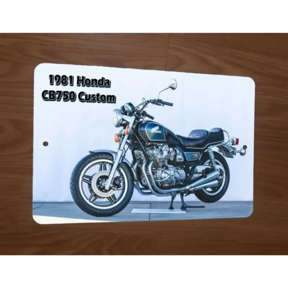 1981 Honda CB750 Custom Motorcycle Motor Bike Photo 8x12 Metal Wall‎ Sign
